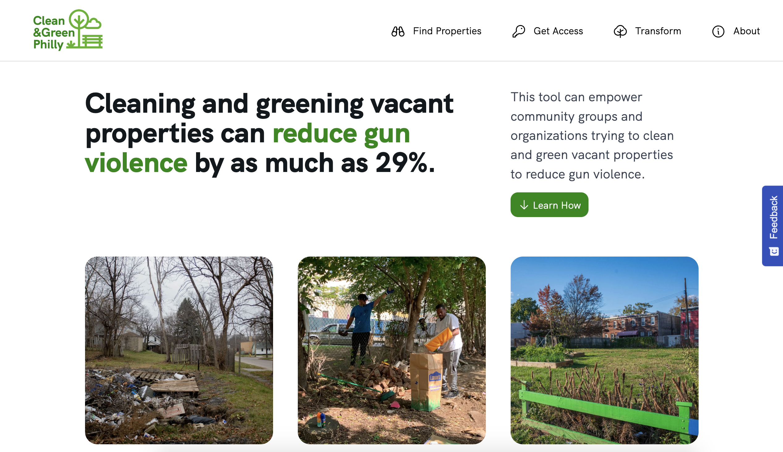 Image of Green & Clean Philly website